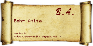 Behr Anita névjegykártya